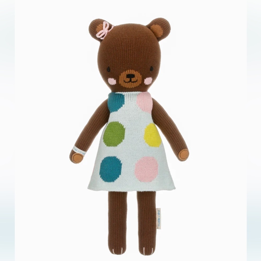 CUDDLE + KIND Ivy the Bear 13” Hand Knit Stuffee Animal